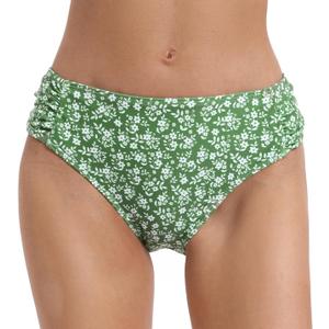 Women's Bathing Suit Bottoms Full Coverage Ruched Bikini Tankini Bottom Swimsuit Brief (Medium, Green White Floral)