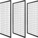 Eastern Tree Metal Grid Wall Panels, Black Wire Grid Panel, Gridwall Display Stand, Heavy Duty Gridwall Panels for Retail Display - 3pcs