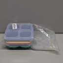 4 Pack Bento Snack Containers Set 4 Compartment Food Storage Containers Wheat Straw Meal Prep Lunch Box Plastic Food Storage container, Microwave and Dishwasher Safe (Bright color)