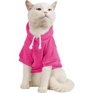 QWinee Basic Dog & Cat Hoodie, Warm Jacket for Dogs & Cats, Hot Pink - (X-Small)