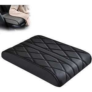 Universal Armrest Gloves for Cars,Car Center Console Cover,Waterproof Napa Leather Car Armrest for Car,Fits Tesla Models 3Y and Most Home Cars,Not for Pickup Trucks (A-Khaki) (Black, Deluxe Padding)