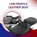 Driver Passenger Low-Profile 2-Up Leather Seat Fit for Harley Davidson Street Glide 2024-up,CVO Street Glide 2023-up,Road Glide&CVO Road Glide ST 2024-up,CVO Road Glide 2023-up Black
