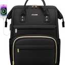 LOVEVOOK Laptop Backpack for Women,17 Inch Professional Womens Travel Backpack Purse Computer Laptop Bag Nurse Teacher Backpack,Waterproof College Work Bags Carry on Back Pack with USB Port,Black