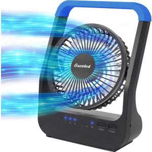 Gazeled F24 Battery Operated Fan, Camping Fan Battery Powered, Super Long Lasting, Portable D-Cell Battery Powered Desk Fan with Timer, 3 Speeds, Quiet, 180 Rotation, for Office,Bedroom,Outdoor, 5'' (Blue)