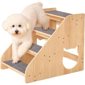 Dog Stairs for Small Medium Large Dogs 17.72" H Load Capacity 150lbs Solid Wood Non-Slip Sturdy Pet Steps for Bed & Couch 4 Step 15.75 * 22.44 * 17.72"