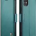 QLTYPRI Wallet Case for iPhone 11, Premium PU Leather Magnetic Flip Folio Case with RFID Blocking Credit Card Slots Kickstand Shockproof Protective Phone Case Cover - Green