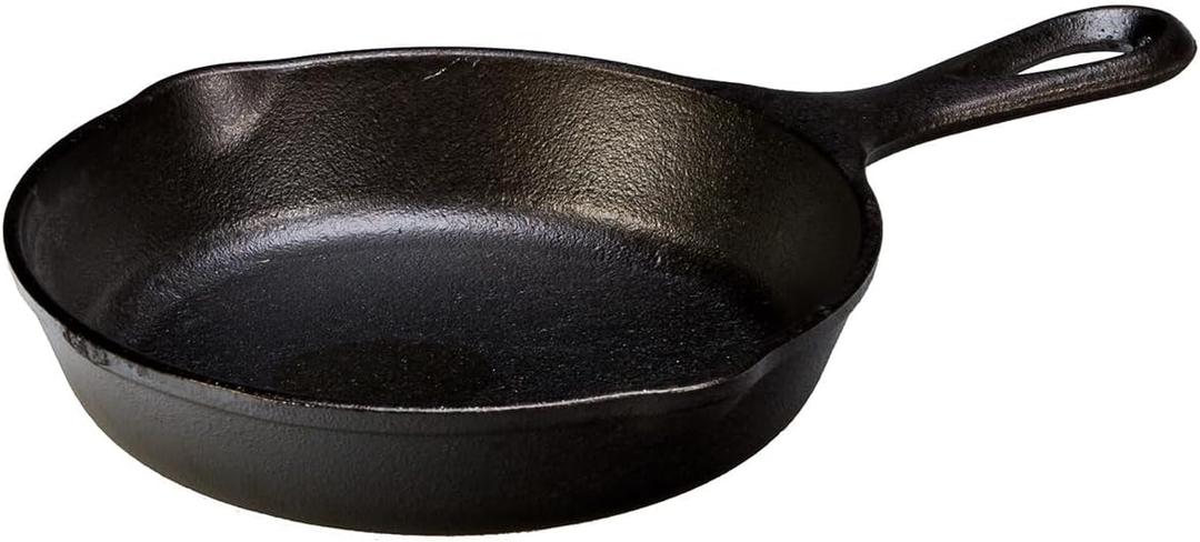 Lodge 6-1/2 Inch Cast Iron Pre-Seasoned Skillet  Signature Teardrop Handle - Use in the Oven, on the Stove, on the Grill, or Over a Campfire, Black