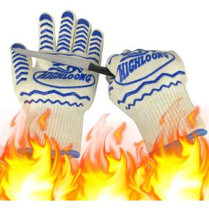 BBQ Gloves, Oven Gloves Original 2 Pack1472 Extreme Heat Resistant, Grilling Gloves Silicone Non-Slip Oven Mitts, Kitchen Gloves for BBQ, Grilling, Cooking, Baking (White)
