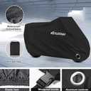 Motorcycle Cover Premium Waterproof Outdoor All Weather Protect from Dust Sunlight Rain. Compatible with Harley Davidson, Honda, Suzuki, Kawasaki, Yamaha and Many More(Black,97inch)