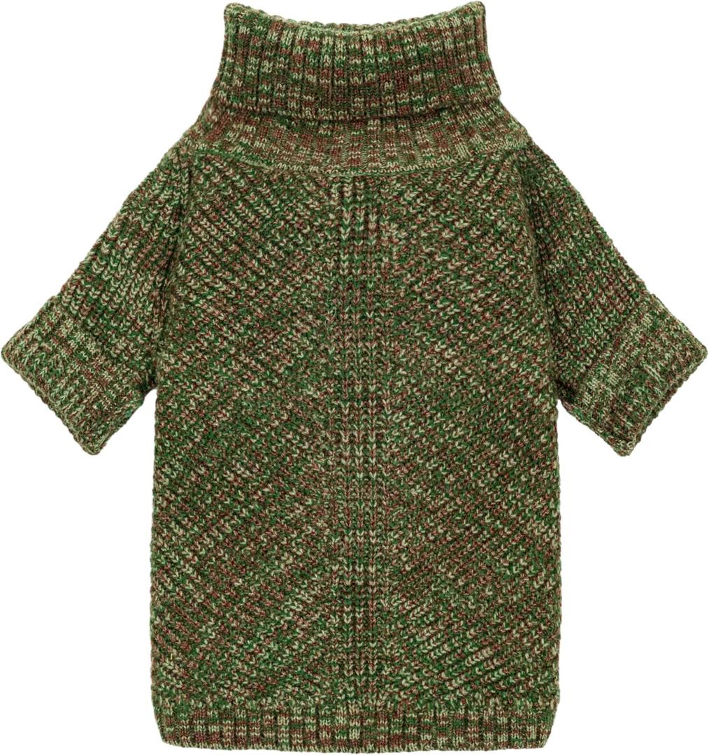 Fitwarm Knitted Turtleneck Dog Sweater, Thermal Dog Winter Clothes for Small Dogs Boy Girl, Holiday Pet Outfit, Heather Green, Small