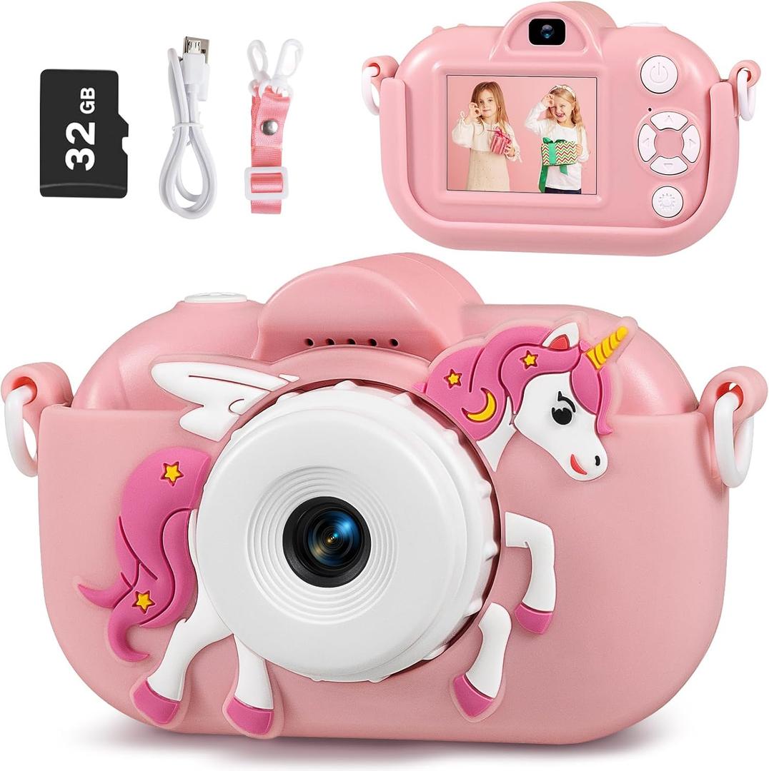 Kids Camera Toddler Toys for Girls, 3-12 Year Old Girl Birthday Gifts Toys, 48MP HD Kids Digital Camera for Kids, 1080P HD Video Toddler Camera Kid Toys Gifts for 3 4 5 6 7 8 9 10 Year Old Girls