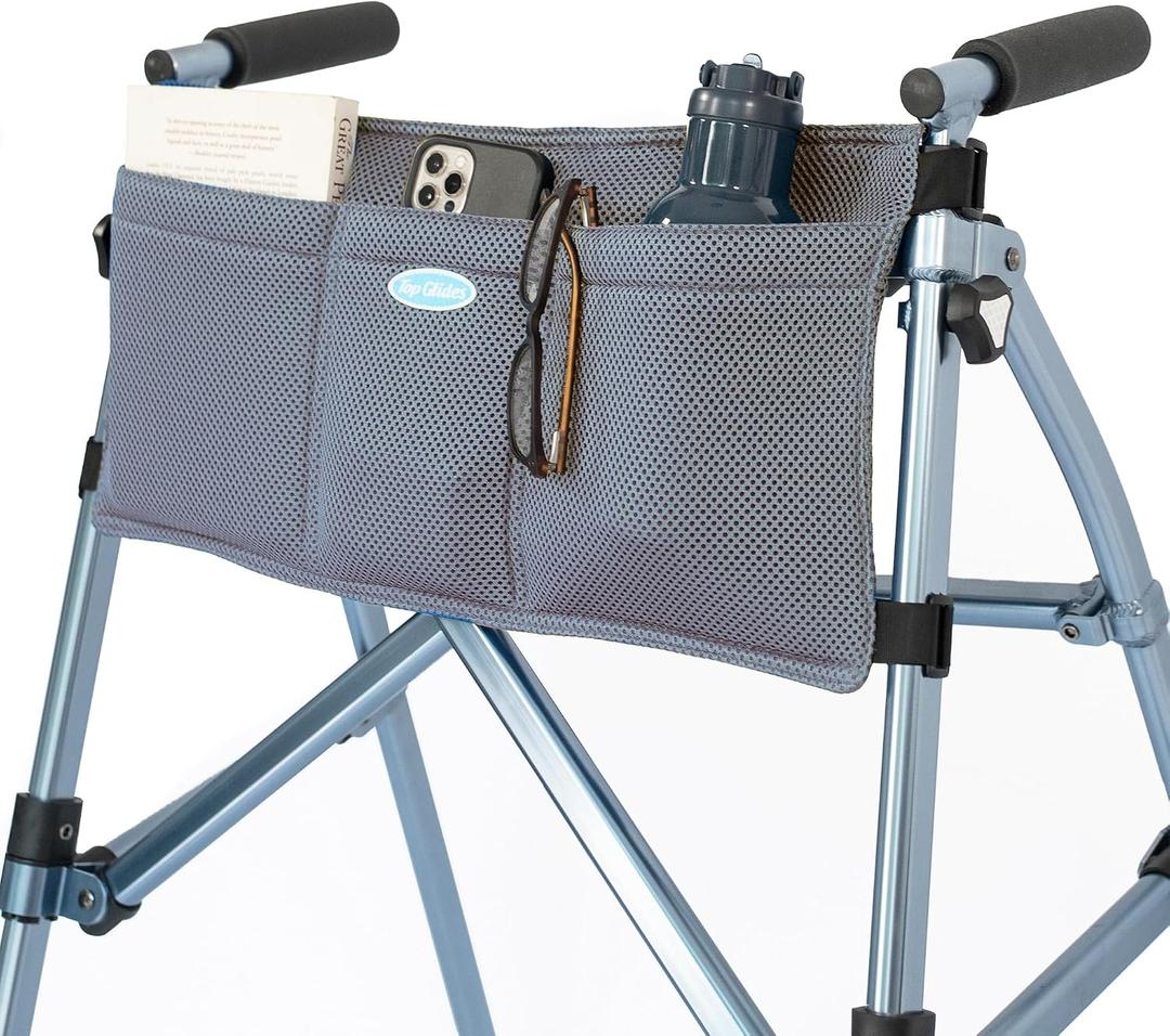Top Glides 5-Pocket Carry-All Pouch for Stander Folding Walkers (Gray)