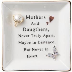 Aegero Gift for Mom from Daughter, Mother's Day, Christmas, Thanksgiving, Birthday Gift for Mother and Daughter Ceramic Ring Dish Decorative Jewelry Tray Small Trinket Tray