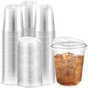 Baderke 50 Pcs Plastic Cups with Sip Lids Round Bottom Disposable Plastic Coffee Cups with Lids Clear Strawless Crystal Mugs for Iced Coffee Smoothie Cold Beverage Party Catering Supplies (14 oz)