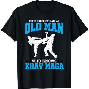 Never Underestimate An Old Man Krav Maga Graphic T-Shirt (Small)