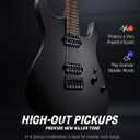 Donner Solid Body Electric Guitar, Matte Finish 39 Inch Metal Electric Guitar Beginner Kits with Bag, Strings, Strap, Cable, Strings Dampener for Rock Music Lover, DMT-100 (Matte Black)