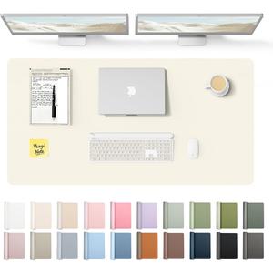 YSAGi Leather Desk Protector, Office Mat, Large Mouse Mat, Non-Slip PU Leather Blotter, Laptop Desk Pad, Waterproof Writing Pad for Office and Home (Cream, 47.2" x 23.6")