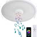 Smart Waterproof LED Flush Mount Ceiling Light Fixture,11 inch 18W,with Bluetooth Speaker,RGB Color Changing Function- Dimmable Lamp,Tuya Application Control-Compatible with Alexa Google Home