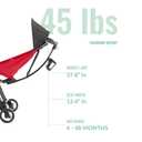 Evolur Roamer Ultra Lightweight Stroller, Compact One-Hand Self-Standing Fold Travel Stroller with 5-Point Safety Harness, Adjustable Sun Canopy, 360 Rotating Wheels with Cup Holder - Red