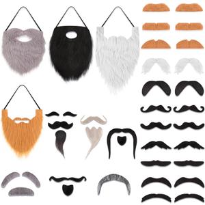 Syhood 32 Pcs Fake Mustaches Funny Self Adhesive Fake Beard Moustache Costume Realistic Beard for Masquerade Cosplay Decor