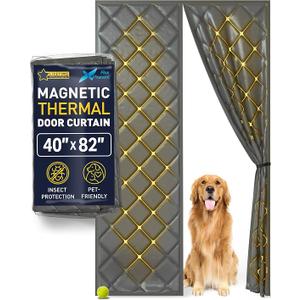Flux Phenom Magnetic Screen Door - Bugs Out, Breeze in - 9min Install Auto-Sealing Heavy Duty Double Stitched Mesh, 50 Magnets, Hands Free Sliding & Patio Doors Net, Pet & Kid Friendly, 40 x 82 Inch