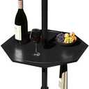 Sundale Outdoor Adjustable Umbrella Table, LED 23'' Portable Polygon Umbrella Tray for 1.5ft Patio Umbrella Pole, Black