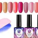 OUL'ISI 14pcs Gel Nail Polish Kit, Popular Bright Nail Art Solid Sparkle Glitters Colors Manicure with UV LED Nail Lamp, Base Coat Top Coat and Matte Coat Home DIY Nail Art Design (Girlhood)