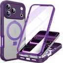 for iPhone 17 Pro Max Case with Invisible Magnetic Stand, Compatible with Mag-Safe Military-Grade Protection with Built-in Screen Protector, Shockproof Phone Case for Women Men, Purple