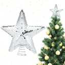 12 Inch Disco Star Christmas Tree Topper Silver Disco Christmas Tree Star Mirror Reflective Decorations for Xmas Party Holiday Outdoor Indoor Home Ornaments