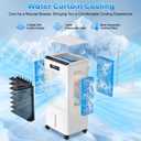 Pekfxm Portable Air Conditioners, 3-in-1 AC Cooling Fan 3 modes 3-Speed with Remote Control & 4 Ice Boxes, Evaporative Air Cooler with 8L Tank 20H Cooling, for Home, Bedroom, Kitchen (Black)