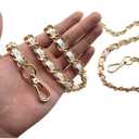 HAHIYO Metal Plus Synthetic Leather Purse Chain Strap Length 55.1 Inch Gold White for Shoulder Cross Body Sling Purse Handbag Clutch Replacement Comfortable 0.47 Inch Wide 5mm Extra Thick 1 Pack,Gold White-Shuttle Leather-55.1 Inches