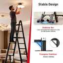 16.5 FT Telescoping A Frame Ladder,Aluminum Extension Ladder,Heavy Duty 330 lbs Max Capacity with Stabilizer Bar&Wheels,Multi-Purpose Portable Collapsible Ladder for Home,Work Black