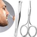 LePinko Nose Hair Trimmer For Men, Nasal Hair Tweezers For Women, Small Scissors For Hair Grooming (2PCS)