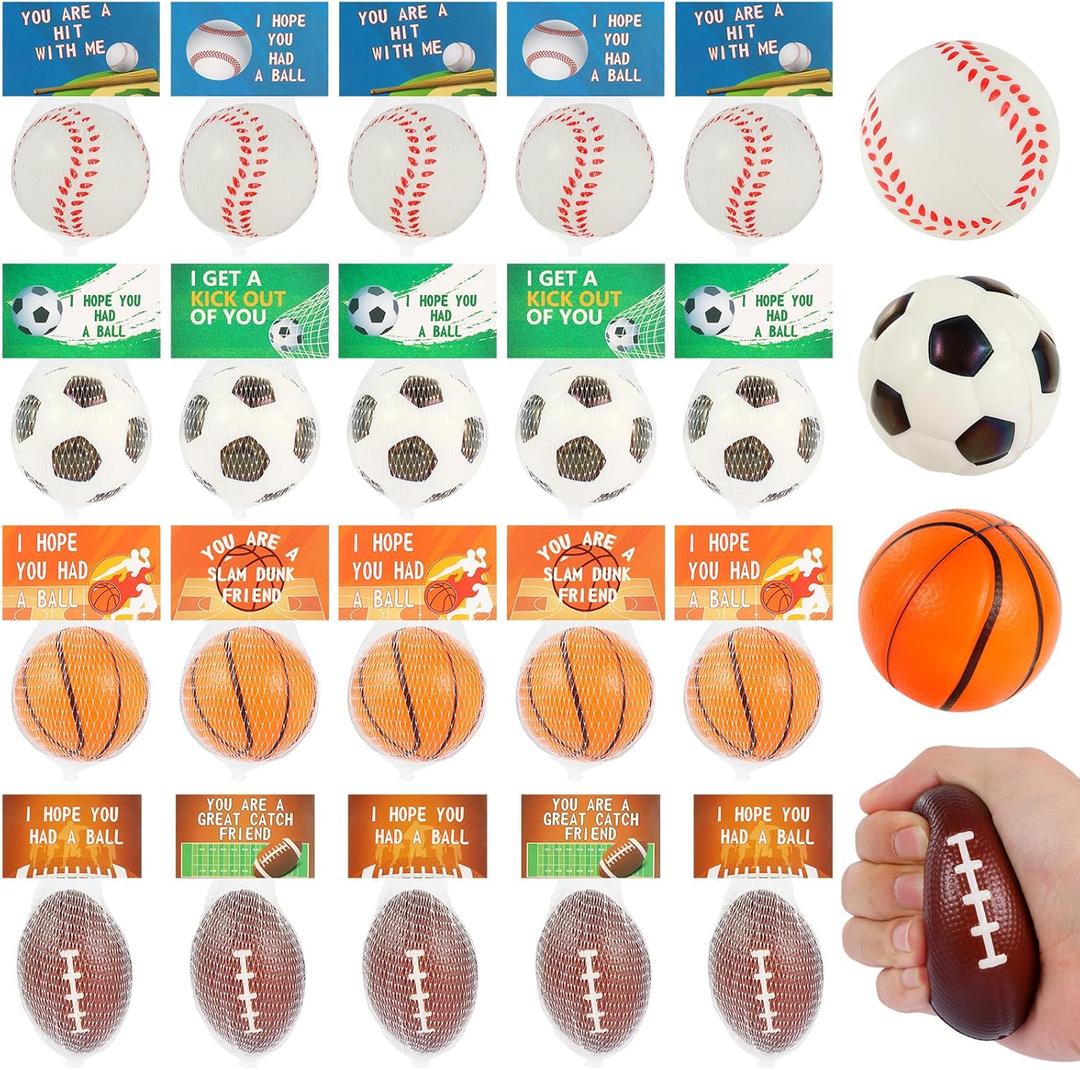 LiYiQ 24Pcs 2.36 Inch Sports Stress Balls Sports Party Favors Basketball Soccer Football Baseball Party Favors Stress Ball Classroom Exchange