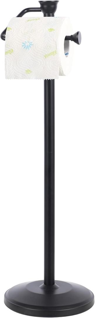 ZCCZ - Free Standing Toilet Paper Holder Stand with Reserve, Bathroom Tissue Dispenser Storage for 5 Mega Rolls, Black Toilet Paper Roll Organizer for Modern Bathrooms