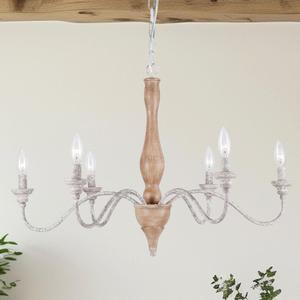 30in Large French Country Chandelier 6 Light Farmhouse Metal Chandeliers Light Fixture Distressed Wood Chandelier for High Ceilings, Kitchen Island, Living Room, Dining Room, Entryway, Foyer