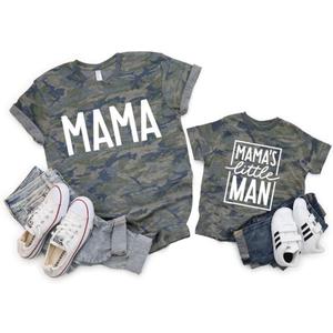 Mom and Son Matching Outfits Mama and Mama's Litter Man Print Shirts Cute Mom and Son Mothers Gifts (18-24 Months, Camouflage)