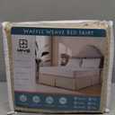 MIYE Pleated Waffle Weave Bed Skirt, Tailored Dust Ruffle 14 Inch Drop Easy Fit, Machine Washable,No Split Corners (Beige, Queen - 14" Drop)
