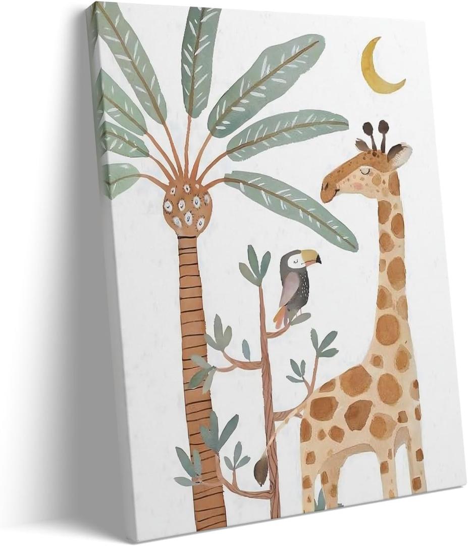 B.B.F MAKE Whimsical Framed Canvas Wall Art Kids Room Decor Giraffe and Tropical Bird Poster Print Jungle Safari Oil Painting Vintage Animal Artwork for Nursery Bedroom Wall Home Decoration, 11x14inch (11L" x 14W") B.B.F MAKE Whimsical Framed Canvas Wall Art Kids Room Decor Giraffe and Tropical Bird Poster Print Jungle Safari Oil Painting Vintage Animal Artwork for Nursery Bedroom Wall Home Decoration, 11x14inch (11L" x 14W")
