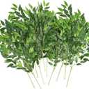 WEISPARK Artificial Italian Ruscus Greenery Stems, 10 Pack Faux Green Leaf Garland Branches Hanging Greenery Spray for Wedding Bouquet,Arch,Table Centerpieces and Home Decor