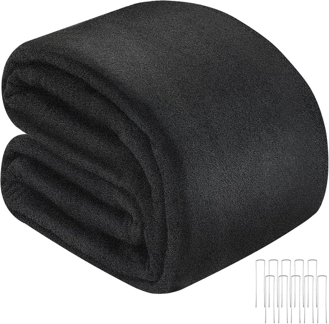 15 x 25 Feet Pond Liner Underlayment Non Woven Geotextile Underlayment Fabric with 10 U-pins for Outdoor Pond Streams Fountains Garden Waterfalls Fishpond Retaining Walls Weed Barrier