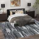 Shag Rugs for Bedroom, 4x6 Abstract Grey Soft Fuzzy Rugs for Living Room, Fluffy Shaggy Plush Carpet Girls Kids Room Dorm Upgrade Non-Slip