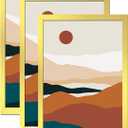 Gold 14x22 Picture Frame Set of 3, High Transparent Frame for 14 By 22 Photo Collage Canvas Poster Size Wall Mount and Tabletop Horizontally Vertically (Gold, 14 x 22 inches)