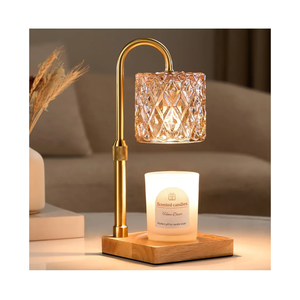 Hong-in Candle Warmer Lamp with Timer -Dimmable Adjustable Height Wax Melt Warmer for Jar Candles,Vintage Home Decor with Elegant Amber Glass,Birthday Gifts for Women, Mom, Friend, Sister