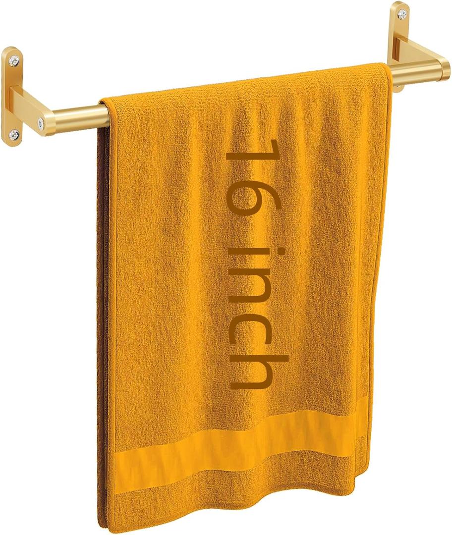 Gold Towel Bar, KLJKPA Towel Bar for Bathroom Wall 16 Inch, Stainless Steel Heavy Duty Single Towel Rod Holder