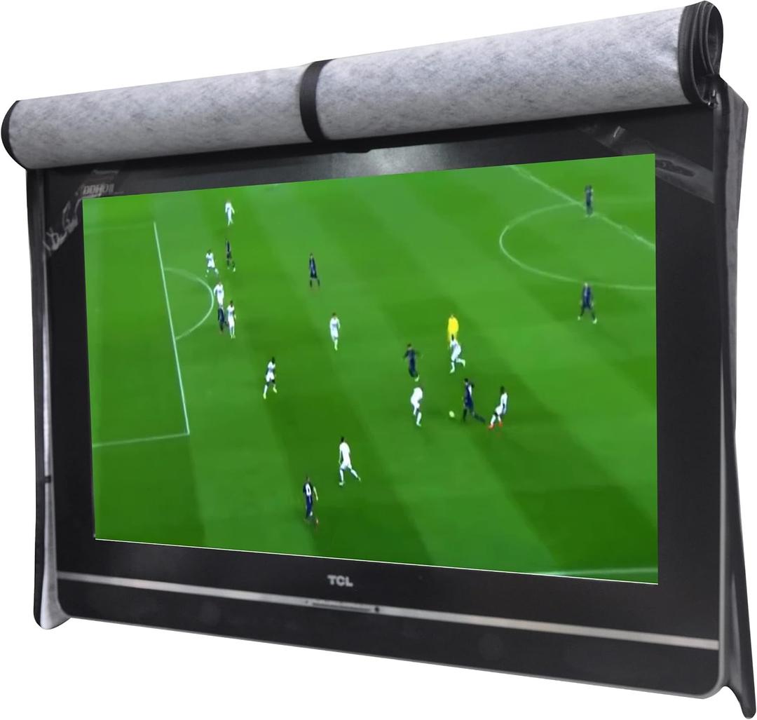 Outdoor 55" TV Set Cover, Scratch Resistant Liner Protect LED Screen Best-Compatible with Standard Mounts and Stands (Black)