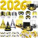 New Years Eve Party Supplies 2026 for 45 Guests, Happy New Years Decorations Party Favors Includes Top Hats, Tiaras, Glasses Accessories for Adults Kids Nye Decorations 2026