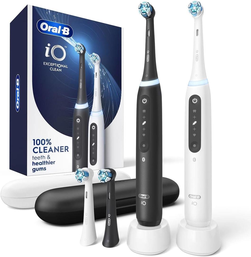 Oral-B iO Series 5 Rechargeable Toothbrush Dual Pack (1 Count (Pack of 2), Black and White)
