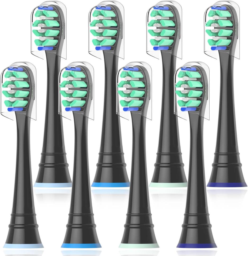 Replacement Heads Compatible with Sonicare Toothbrush, Replacement Brush Head for Philips Sonicare Electric Toothbrush 4100 5100 6100 9900 C2 W3 and More Snap-on Handles 8 Black