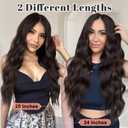 ALXNAN Clip in Long Wavy Synthetic Hair Extension 16 Inch Dark Brown 4PCS Thick Hairpieces Fiber Double Weft Hair for Women